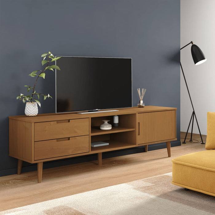 Dulap TV „MOLDE” maro, 158x40x49 cm, lemn masiv de pin - WALTI WALTI