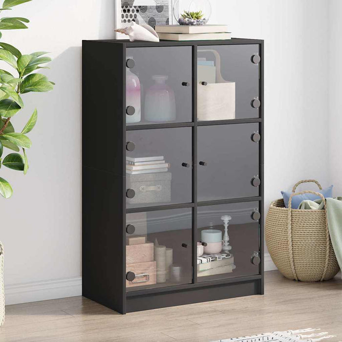 Dulapuri înalte cu uși, negru, 68x37x109 cm, lemn prelucrat - WALTI WALTI