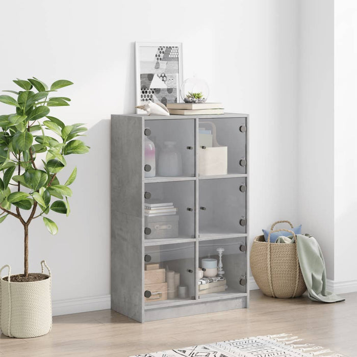 Dulapuri înalte cu uși, gri beton, 68x37x109 cm, lemn prelucrat - WALTI WALTI