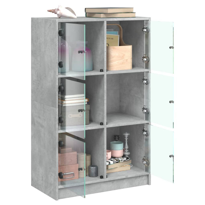 Dulapuri înalte cu uși, gri beton, 68x37x109 cm, lemn prelucrat - WALTI WALTI