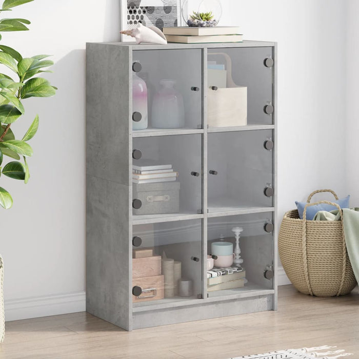 Dulapuri înalte cu uși, gri beton, 68x37x109 cm, lemn prelucrat - WALTI WALTI