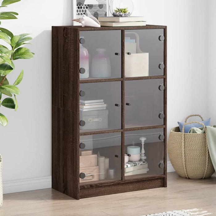 Dulapuri înalte cu uși stejar maro 68x37x109 cm, lemn prelucrat - WALTI WALTI