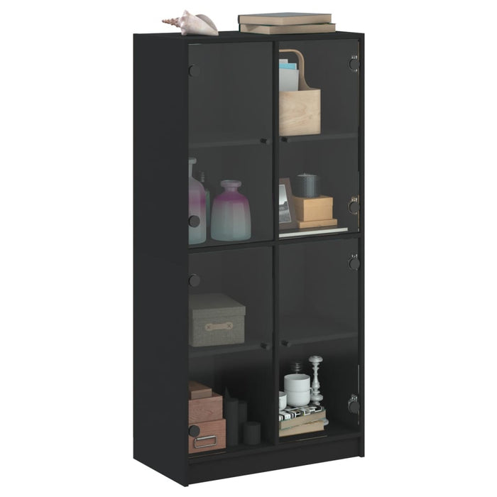 Dulap înalt cu uși, negru, 68x37x142 cm, lemn compozit WALTI
