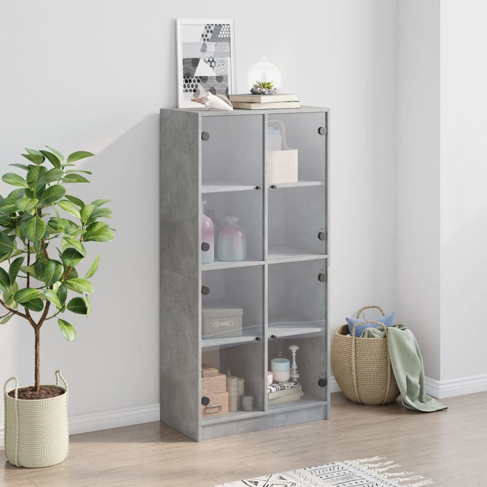 Dulap înalt cu uși, gri beton, 68x37x142 cm, lemn compozit - WALTI WALTI