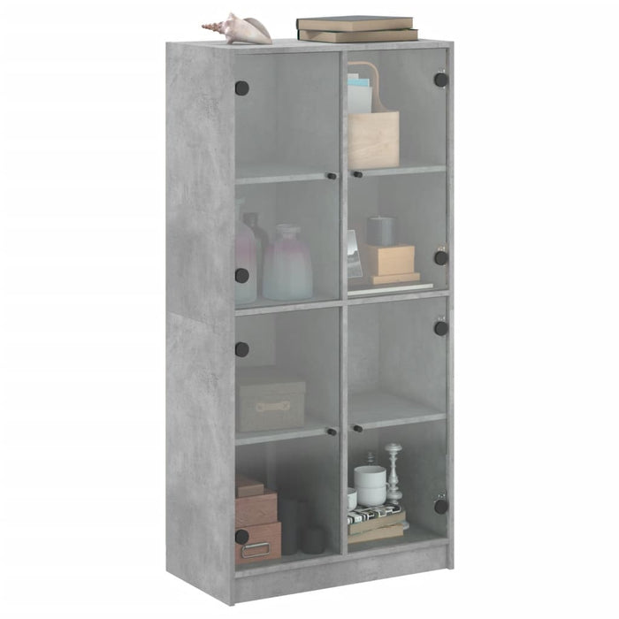 Dulap înalt cu uși, gri beton, 68x37x142 cm, lemn compozit - WALTI WALTI