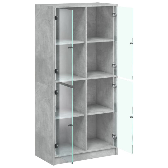 Dulap înalt cu uși, gri beton, 68x37x142 cm, lemn compozit - WALTI WALTI
