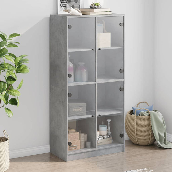 Dulap înalt cu uși, gri beton, 68x37x142 cm, lemn compozit - WALTI WALTI