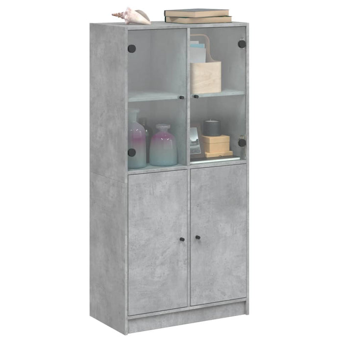 Dulap înalt cu uși, gri beton, 68x37x142 cm, lemn compozit - WALTI WALTI