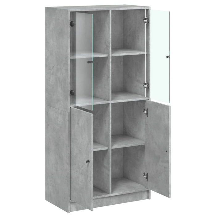 Dulap înalt cu uși, gri beton, 68x37x142 cm, lemn compozit - WALTI WALTI