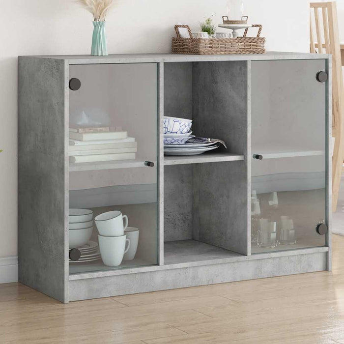 Dulap, gri beton, 102x37x75,5 cm, lemn prelucrat - WALTI WALTI