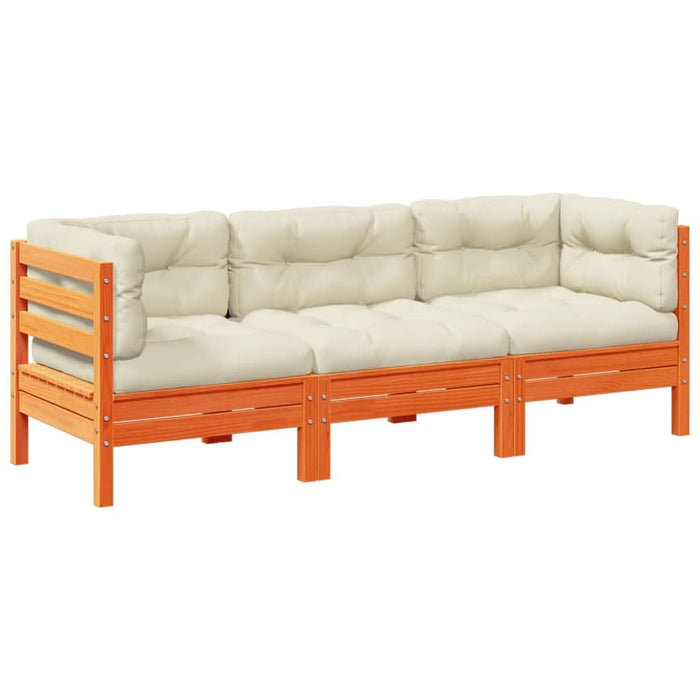 Set mobilier de grădină cu perne, 3 piese, lemn masiv de pin - WALTI WALTI