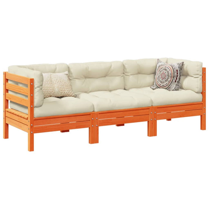 Set mobilier de grădină cu perne, 3 piese, lemn masiv de pin - WALTI WALTI