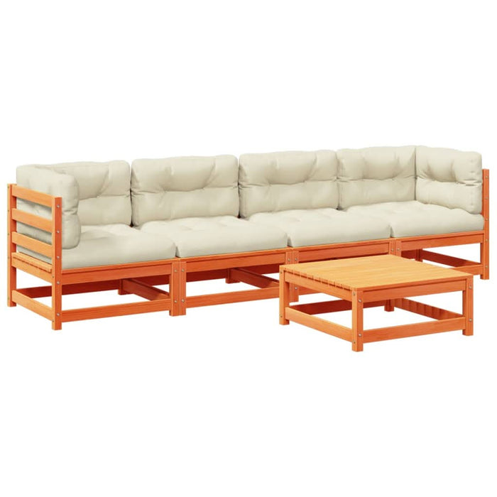 Set mobilier de grădină cu perne, 5 piese, lemn masiv de pin WALTI