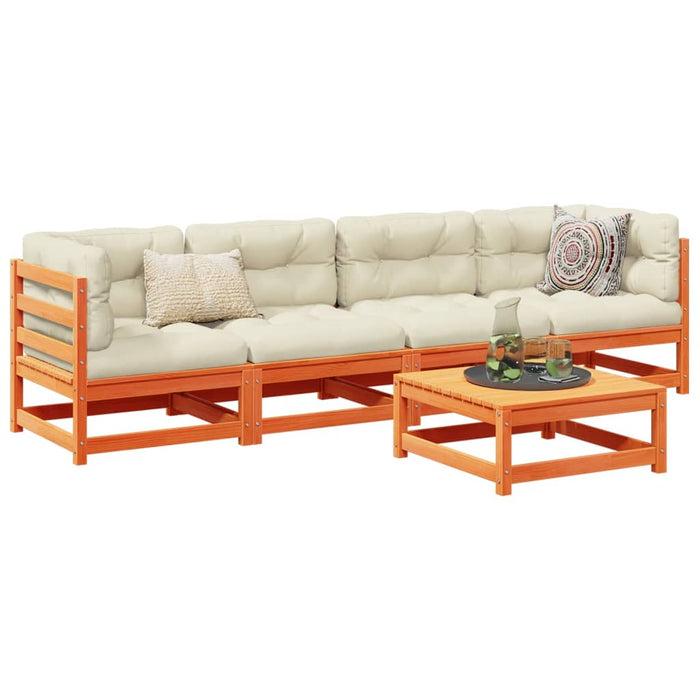 Set mobilier de grădină cu perne, 5 piese, lemn masiv de pin WALTI