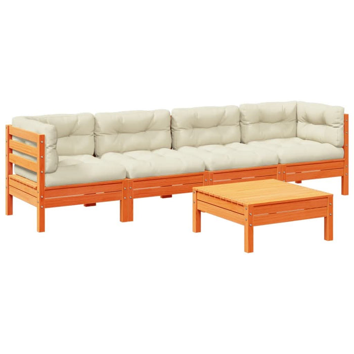 Set mobilier de grădină cu perne, 5 piese, lemn masiv de pin - WALTI WALTI
