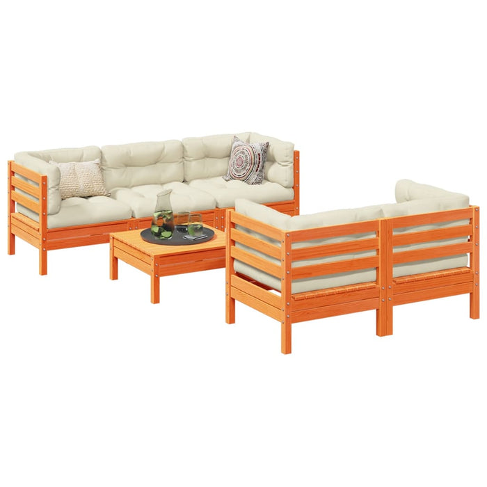 Set mobilier de grădină cu perne, 6 piese, lemn masiv de pin - WALTI WALTI