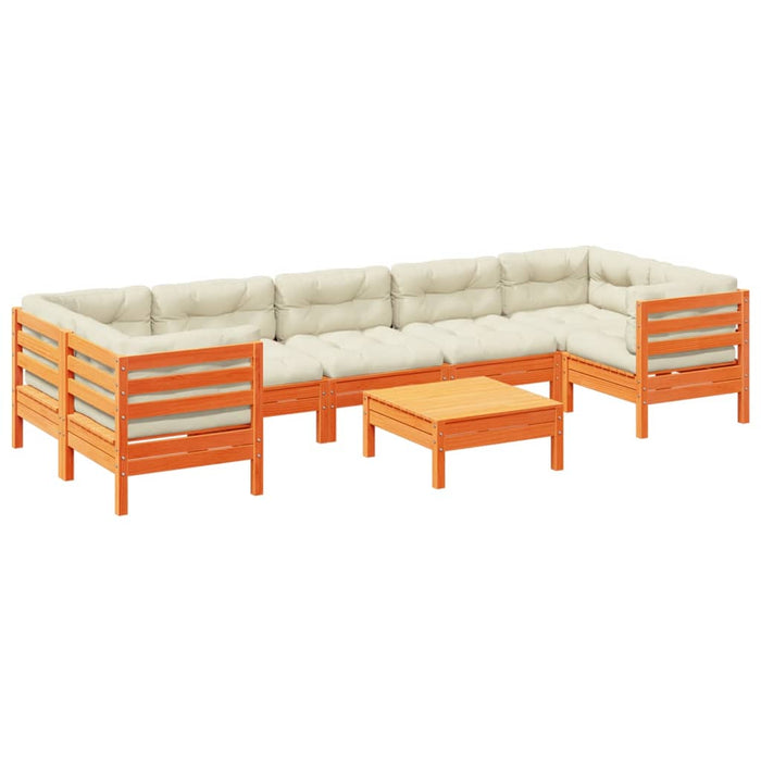 Set canapele grădină cu perne, 8 piese, maro, lemn masiv de pin - WALTI WALTI