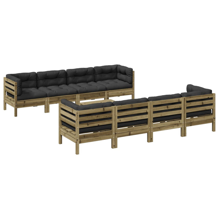 Set canapea de grădină cu perne, 9 piese, lemn de pin tratat - WALTI WALTI