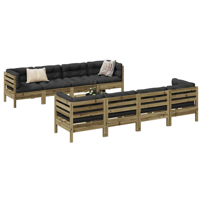Set canapea de grădină cu perne, 9 piese, lemn de pin tratat - WALTI WALTI
