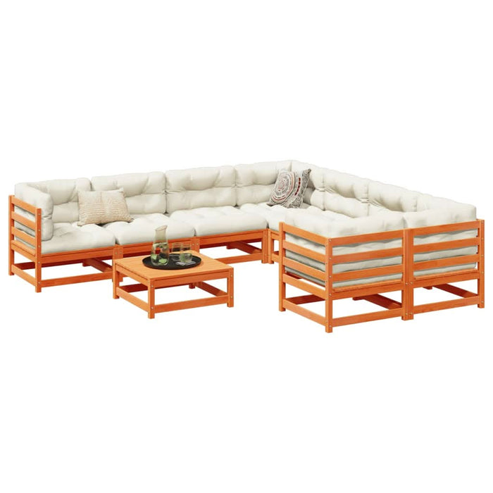 Set mobilier de grădină cu perne, 9 piese, lemn masiv de pin - WALTI WALTI