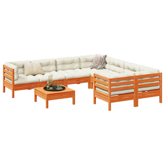 Set mobilier de grădină cu perne, 9 piese, lemn masiv de pin - WALTI WALTI