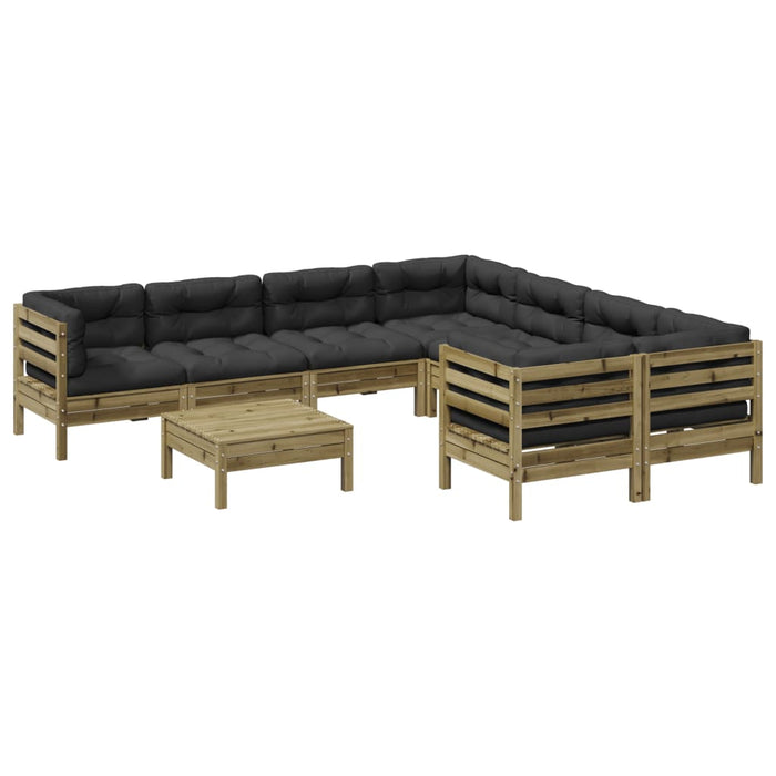 Set canapea de grădină cu perne, 9 piese, lemn de pin tratat - WALTI WALTI