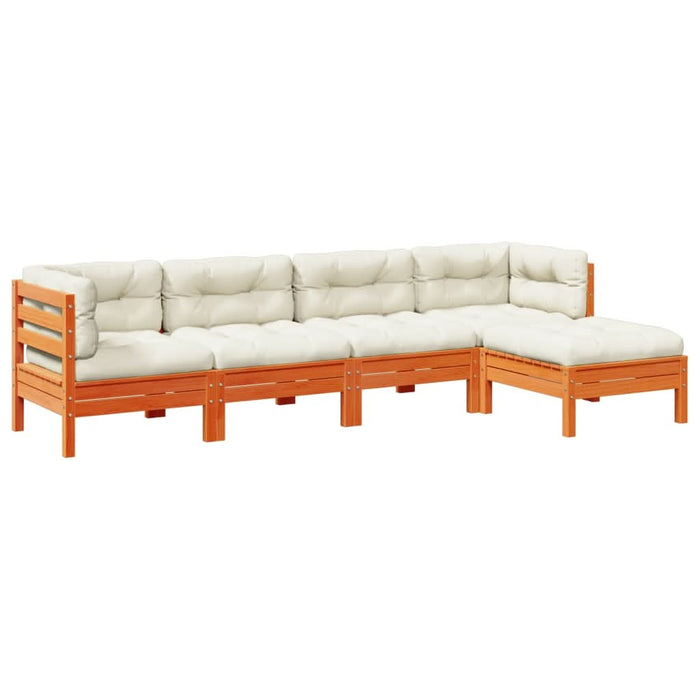 Set mobilier de grădină cu perne, 5 piese, lemn masiv de pin - WALTI WALTI