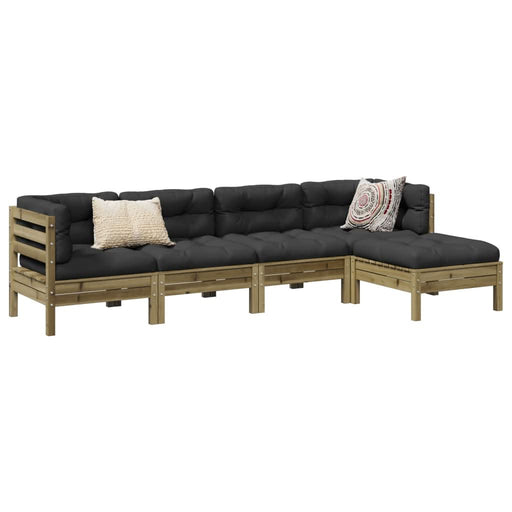 Set mobilier de grădină cu perne, 5 piese, lemn de pin tratat - WALTI WALTI