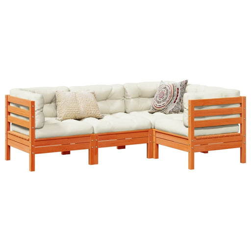 Set canapele grădină cu perne, 4 piese, maro ceruit, lemn pin - WALTI WALTI
