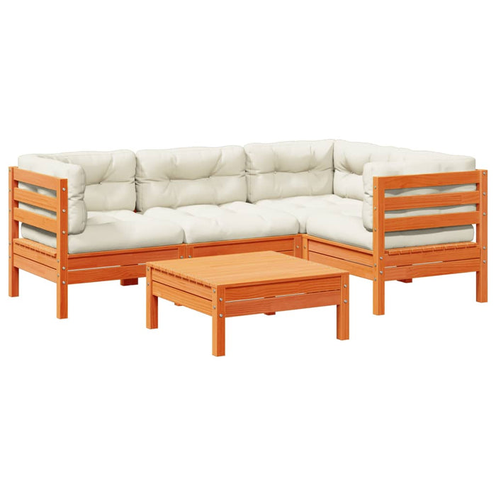 Set mobilier de grădină cu perne, 5 piese, lemn masiv de pin - WALTI WALTI