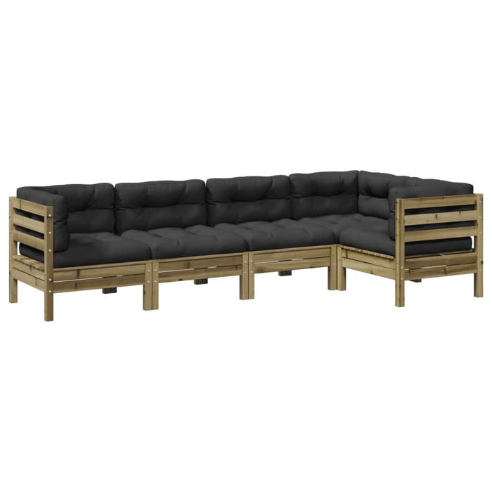 Set mobilier de grădină cu perne, 5 piese, lemn de pin tratat - WALTI WALTI