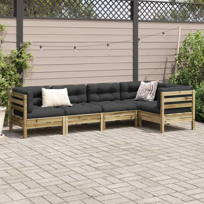 Set mobilier de grădină cu perne, 5 piese, lemn de pin tratat - WALTI WALTI