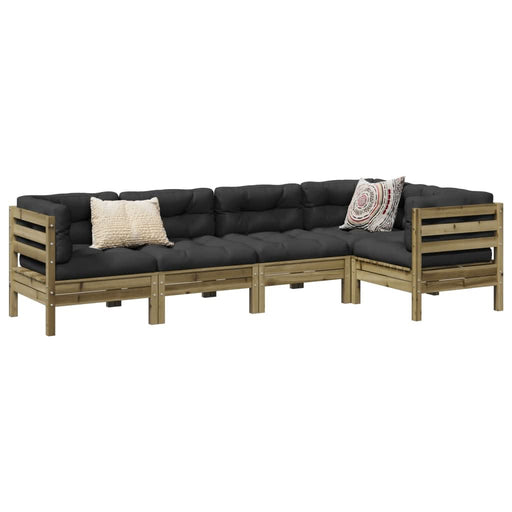 Set mobilier de grădină cu perne, 5 piese, lemn de pin tratat - WALTI WALTI