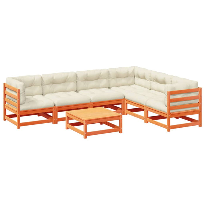 Set canapele grădină cu perne, 7 piese, maro, lemn masiv de pin - WALTI WALTI