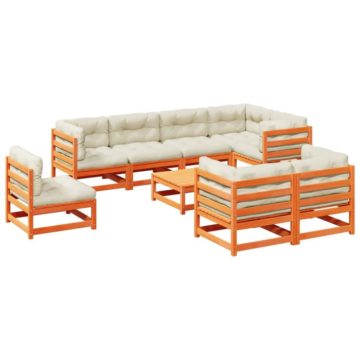 Set mobilier de grădină cu perne, 9 piese, lemn masiv de pin - WALTI WALTI