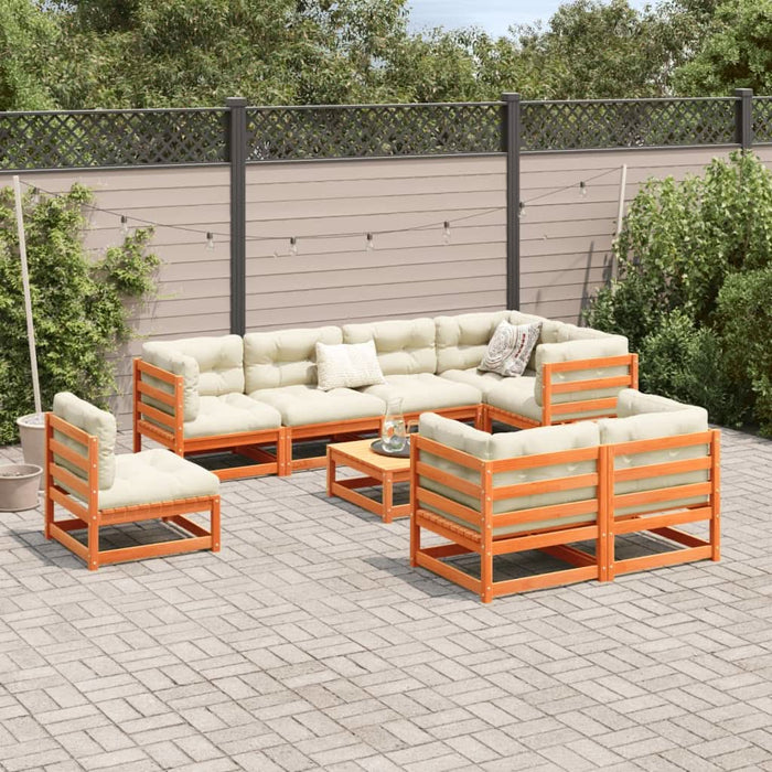 Set mobilier de grădină cu perne, 9 piese, lemn masiv de pin - WALTI WALTI