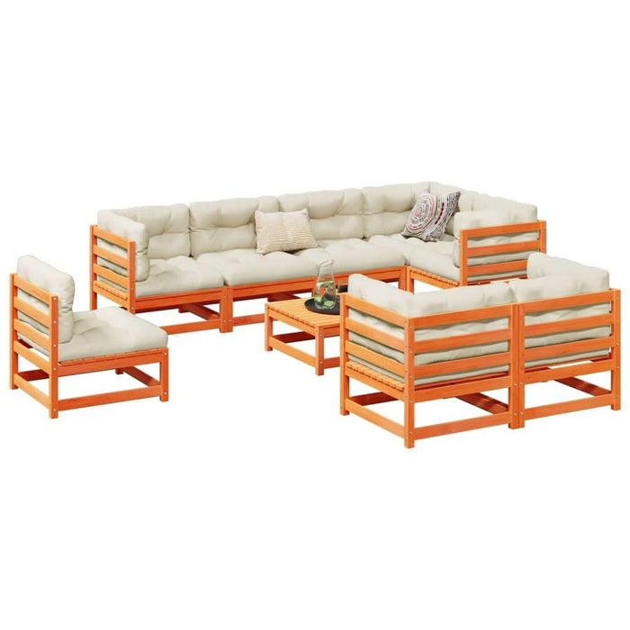 Set mobilier de grădină cu perne, 9 piese, lemn masiv de pin - WALTI WALTI