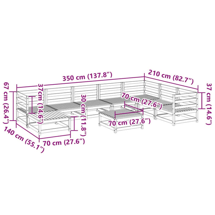 Set canapea de grădină, 9 piese, lemn de pin tratat - WALTI WALTI