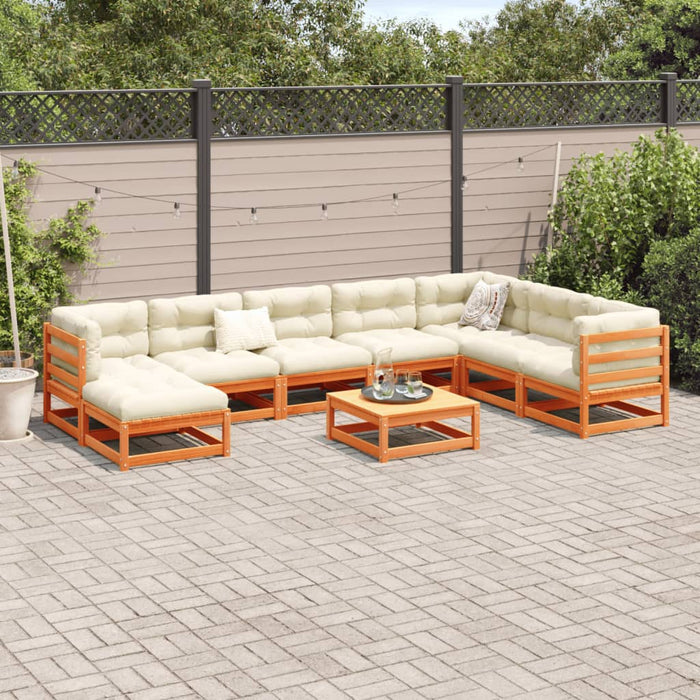 Set mobilier de grădină cu perne, 9 piese, lemn masiv de pin - WALTI WALTI