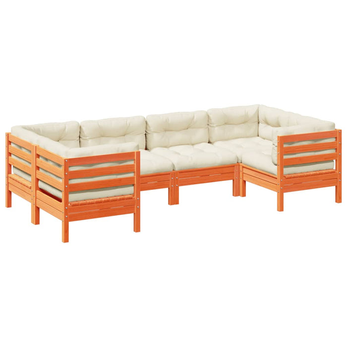 Set mobilier de grădină cu perne, 6 piese, lemn masiv de pin - WALTI WALTI