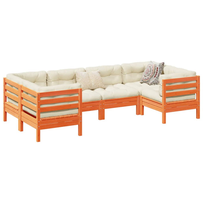 Set mobilier de grădină cu perne, 6 piese, lemn masiv de pin - WALTI WALTI