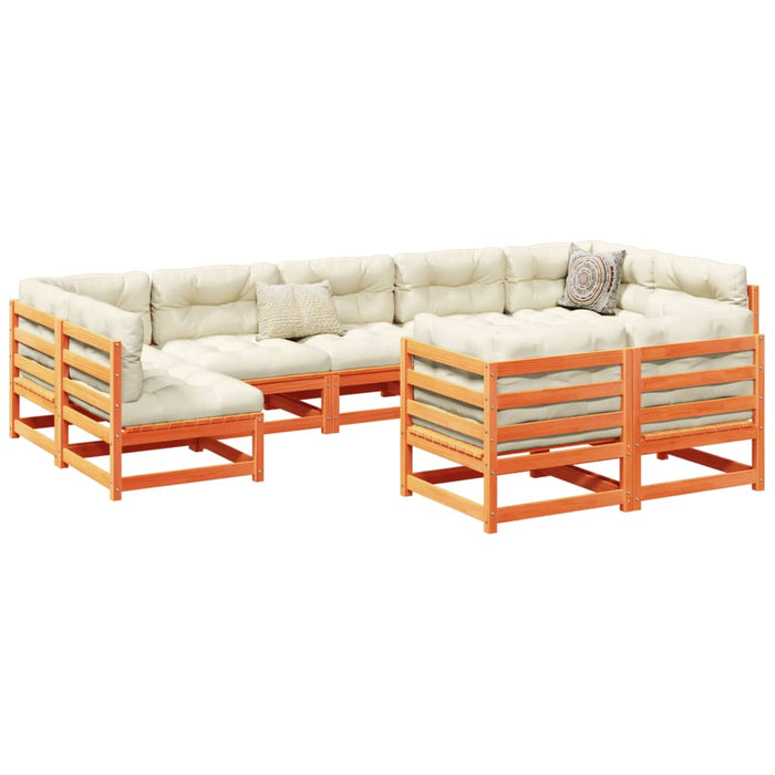 Set mobilier de grădină cu perne, 9 piese, lemn masiv de pin WALTI