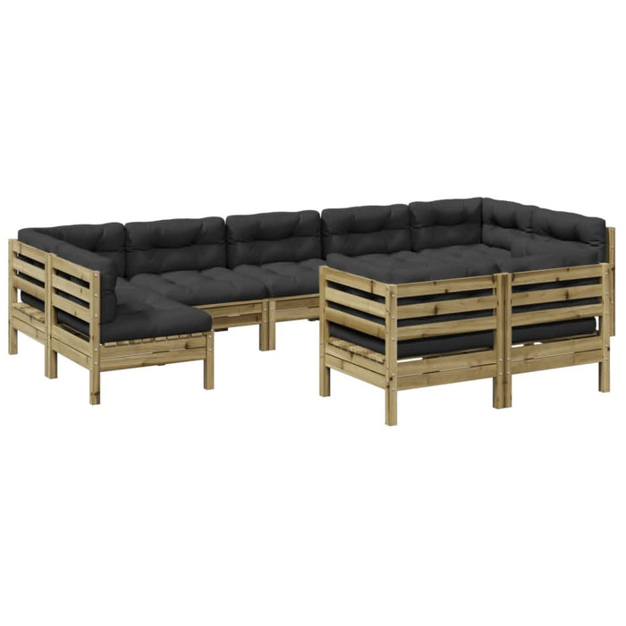 Set canapea de grădină cu perne, 9 piese, lemn de pin tratat - WALTI WALTI