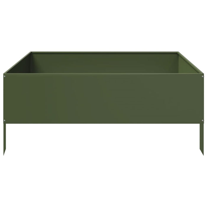 Strat înălțat de grădină, verde măsliniu, 100x100x41 cm, oțel WALTI
