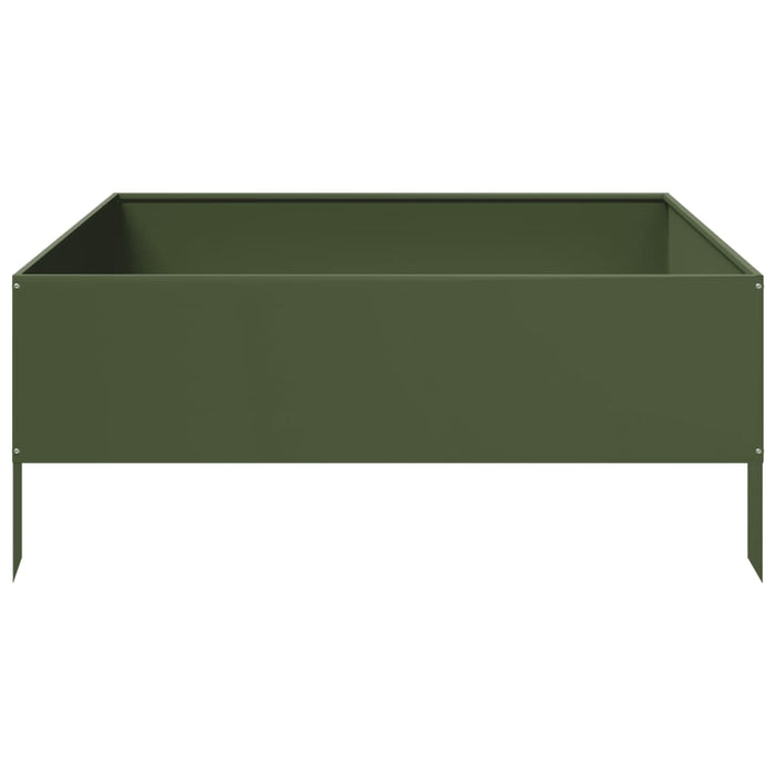 Strat înălțat de grădină, verde măsliniu, 100x100x41 cm, oțel WALTI