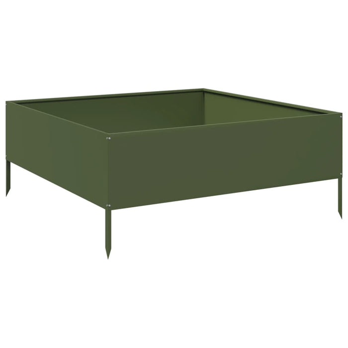 Strat înălțat de grădină, verde măsliniu, 100x100x41 cm, oțel WALTI