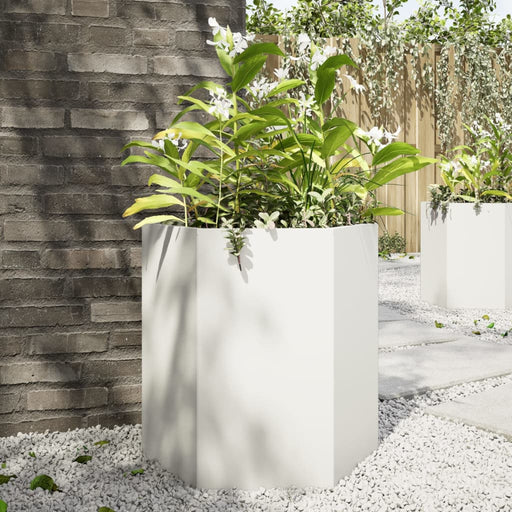 Jardinieră de grădină alb 46x40x45 cm oțel hexagonal - WALTI WALTI