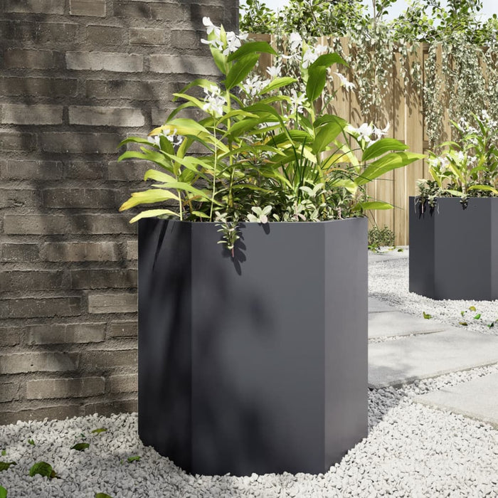 Jardinieră de grădină antracit 46x40x45 cm oțel hexagonal - WALTI WALTI