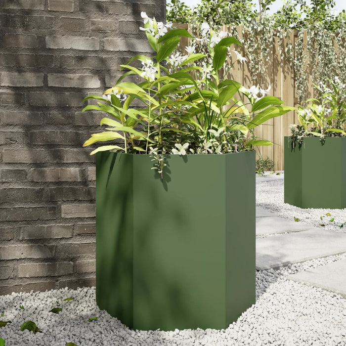 Jardinieră grădină verde măsliniu 46x40x45 cm oțel hexagonal - WALTI WALTI