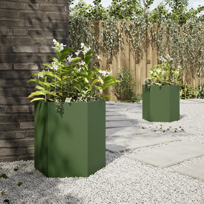 Jardiniere grădină 2 buc. verde 46x40x45 cm oțel hexagonală - WALTI WALTI